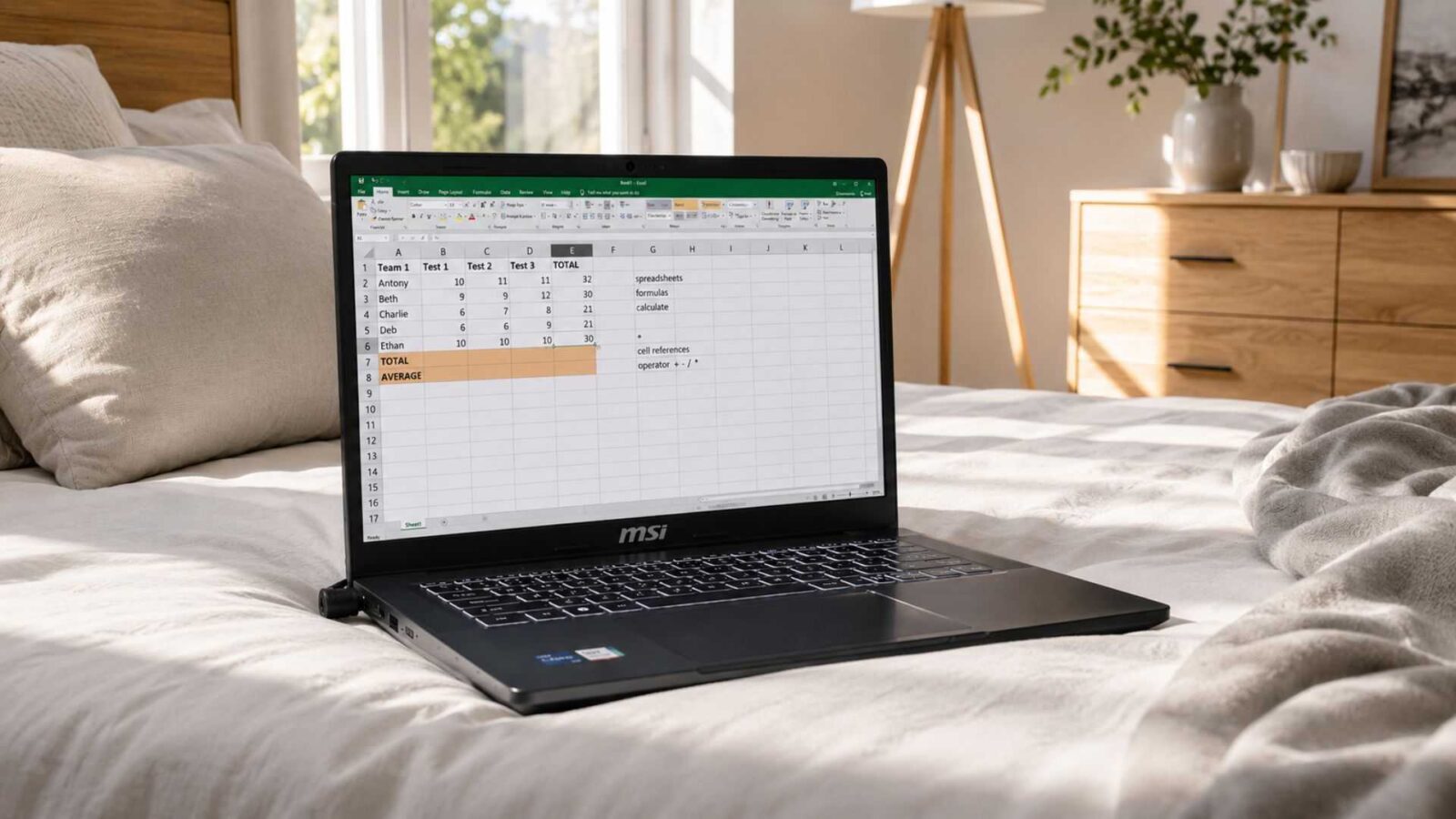 HP Laptop on a Bed