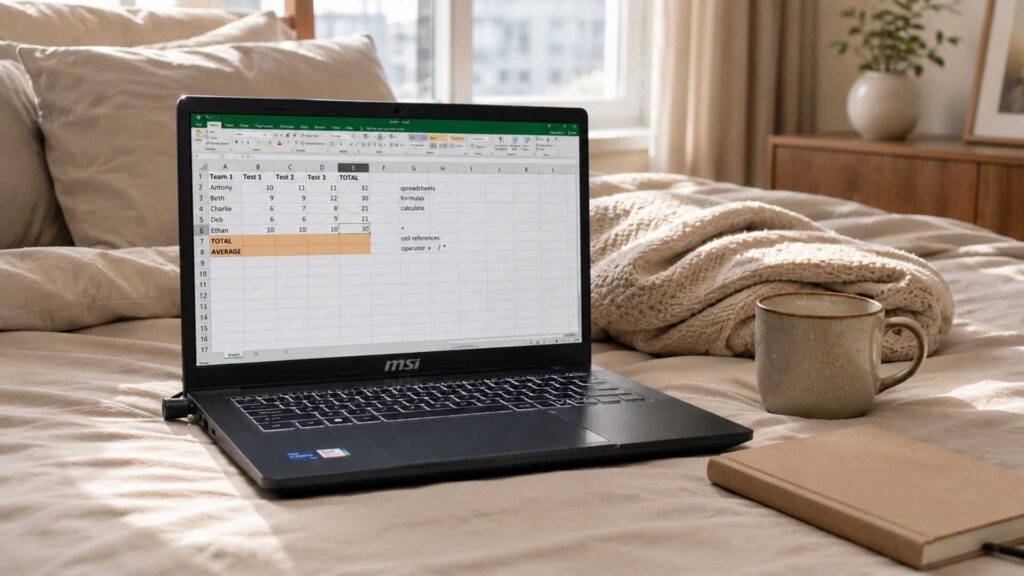 HP Laptop on a Bed